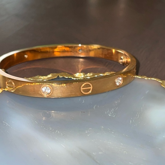 Permanent “Love” Bracelet w Screwdriver Never Worn Colorless Rhinestone copper - Picture 1 of 3